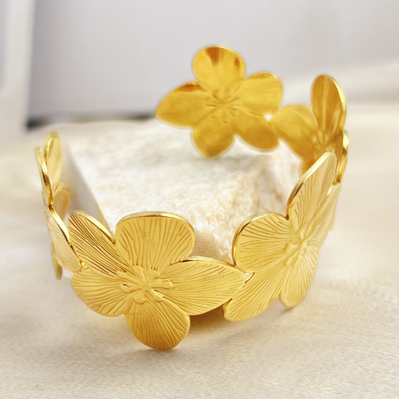 Gold Flowers Openings Bracelet Women's High Sense Ornament