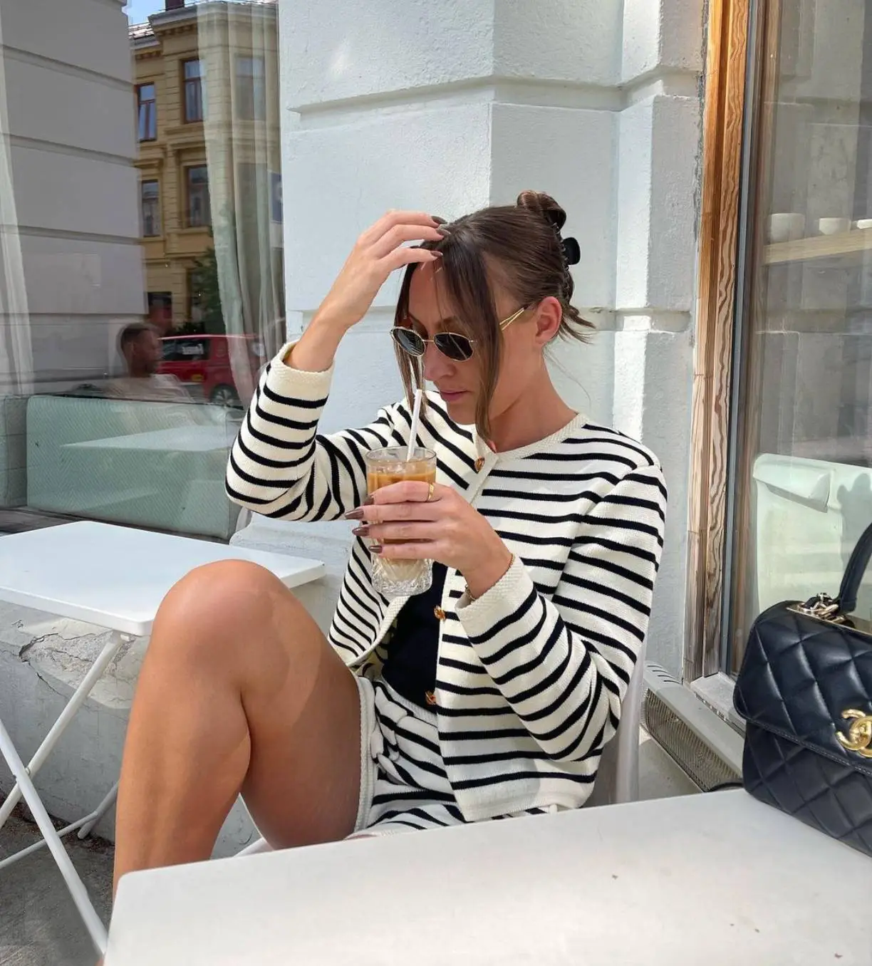 Striped Round Neck Knitted Cardigan Casual Sweater