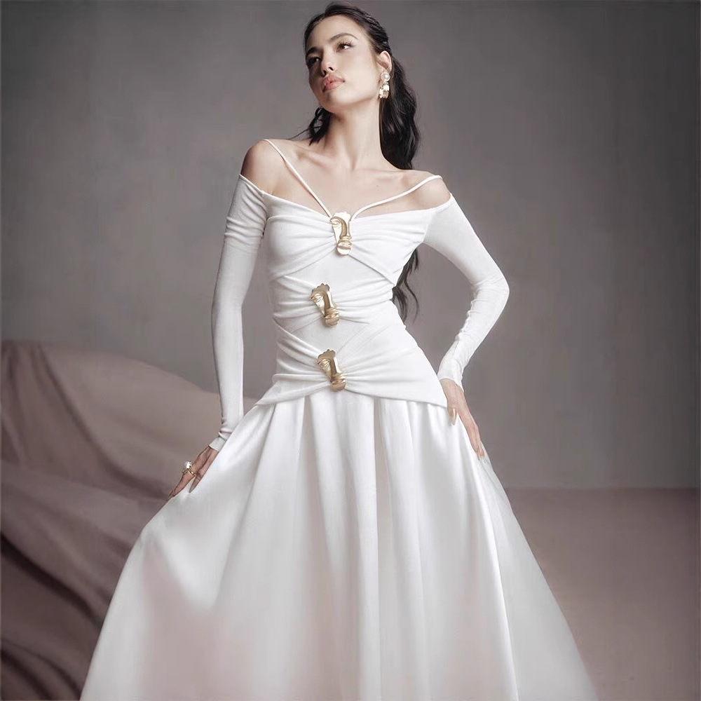 Women's Fashion Personalized Off-neck Waist Dress