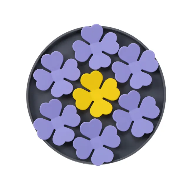 Silica Gel Sucker Anti choke Smell And Slow Eating Pet Licking Mat Round Yellow Light Purple - Shop at LoveMi
