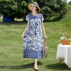 Middle-aged Mom Loose Temperament Casual Mid-length Dress - No 11 Color - View 1