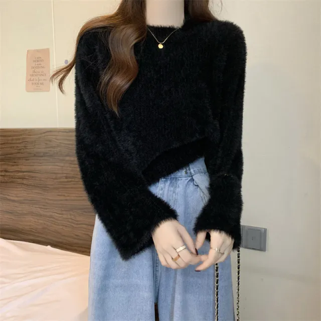 Short Knitted Bottoming Shirt For New Year Black - Shop at LoveMi