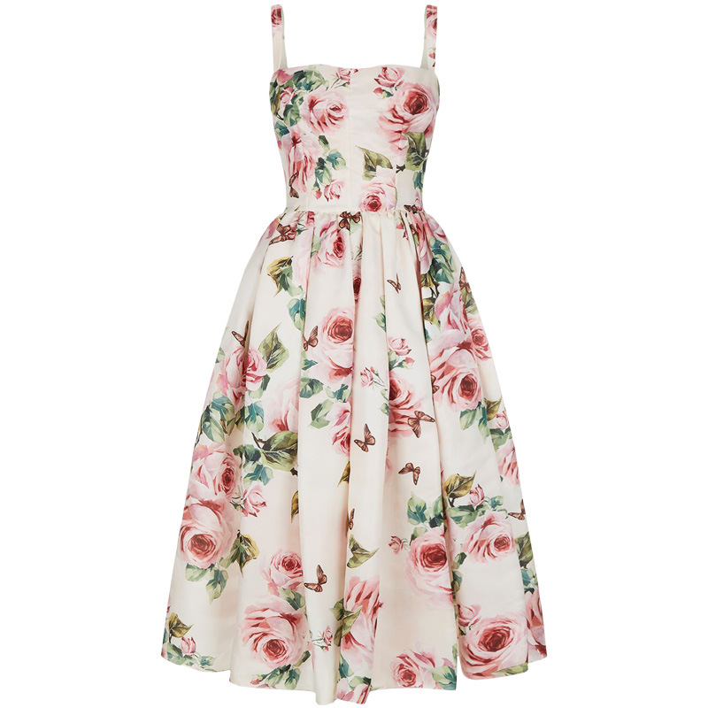 Title 7, Puffärmeliges Kleid mit Rosenprint