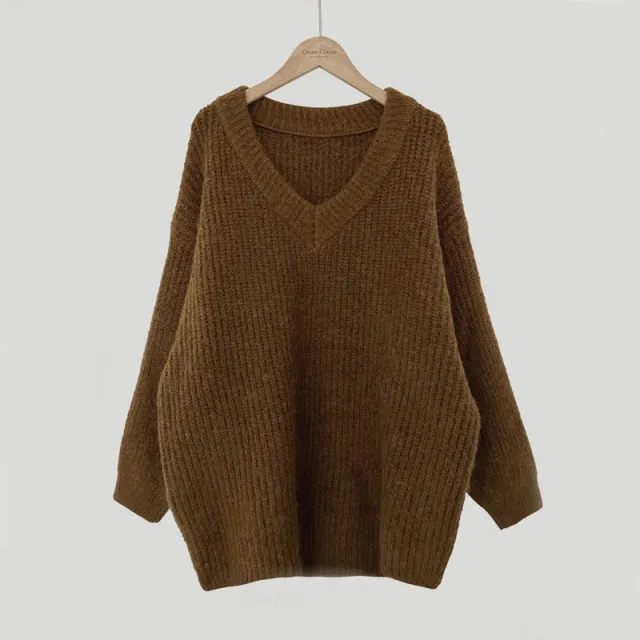 Loose Large Long sleeved Knitted Top For Women Brown - Shop at LoveMi