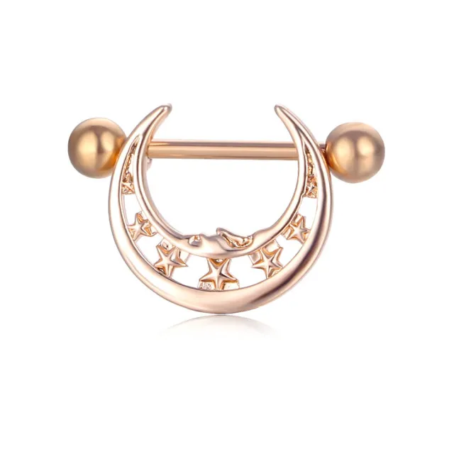 Puncture Nipple Ornament Inlaid Zircon Ring Nails No 10 Rose Gold - Shop at LoveMi