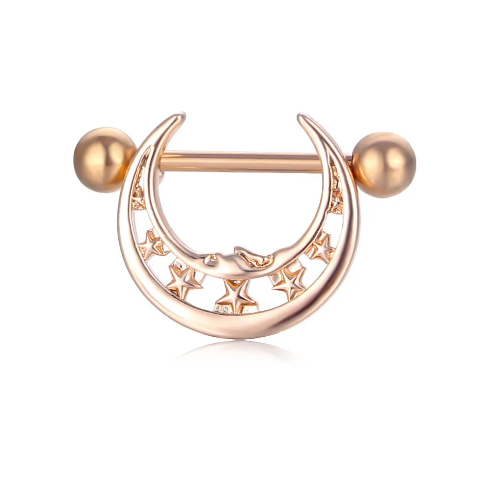 Puncture Nipple Ornament Inlaid Zircon Ring Nails - No 10 Rose Gold