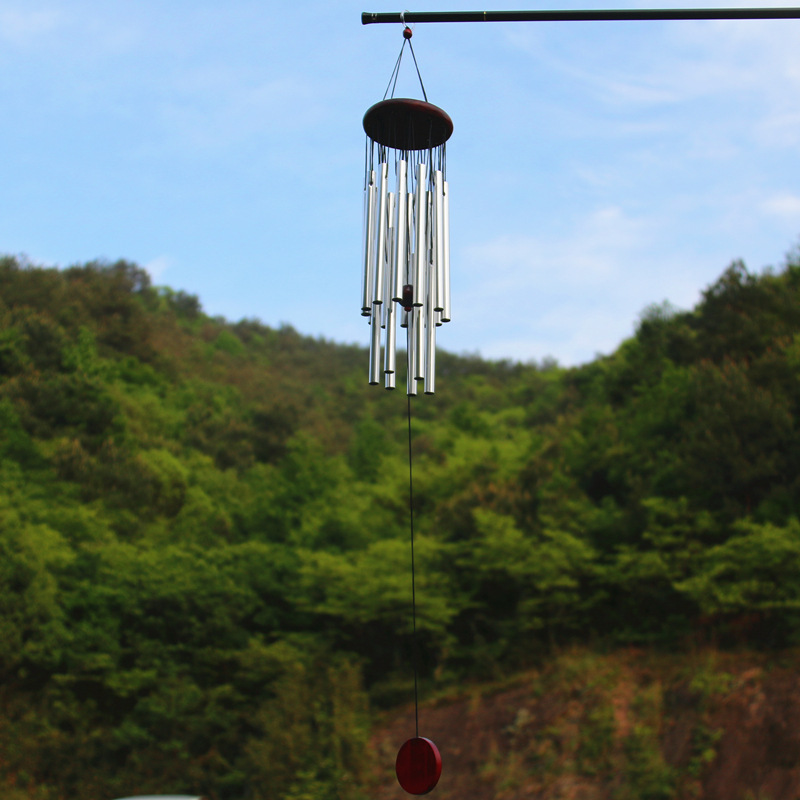 Title 6, Large Solid Wood Bronze Wind Chimes Metal Multi...