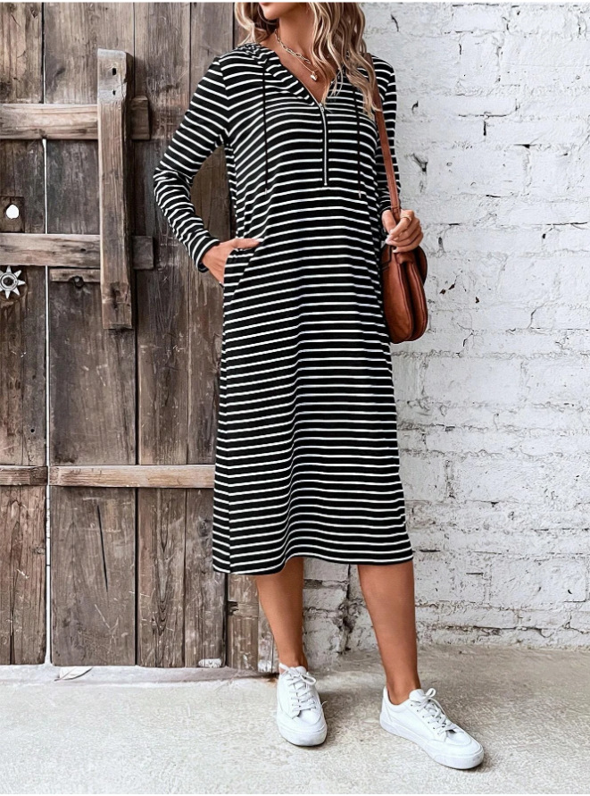Women's Fashion Slim-fit Hood Long Sleeve Long Dress