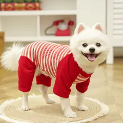 Pet Clothing Striped Large Dog Undershirt - 519 Red Stripes - View 1