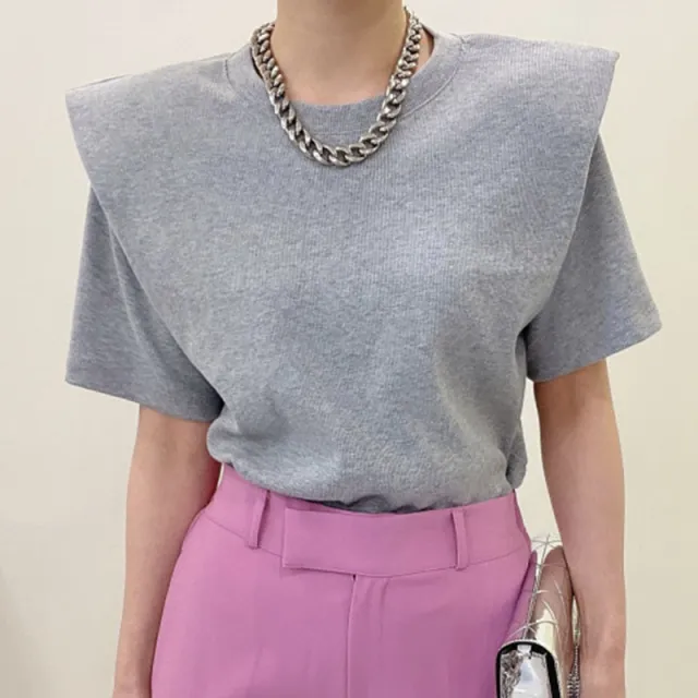 Summer Niche Candy Color Round Neck False Two piece Pullover T shirt Top Dark Gray - Shop at LoveMi