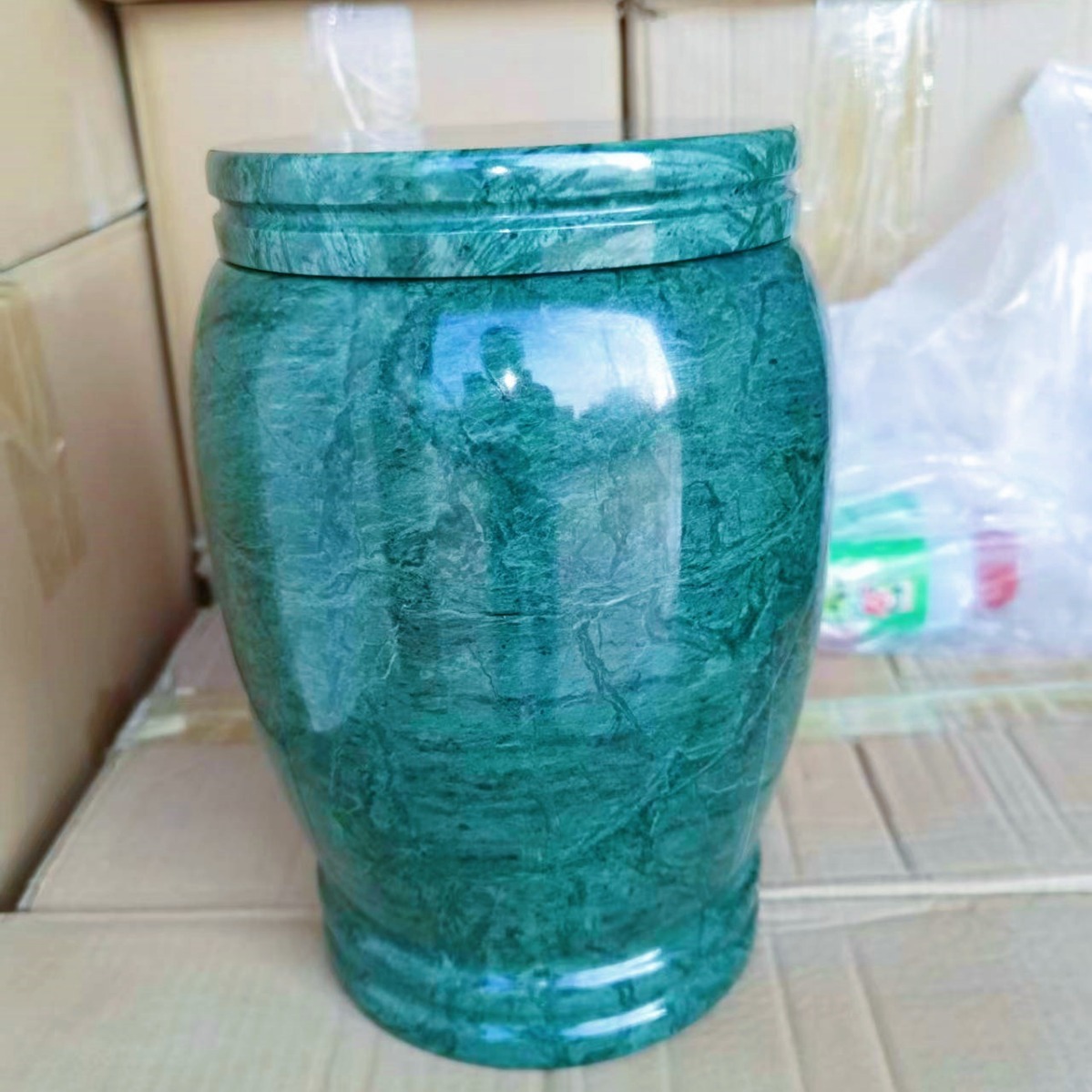 India Green Gold Jar Cremation Urn