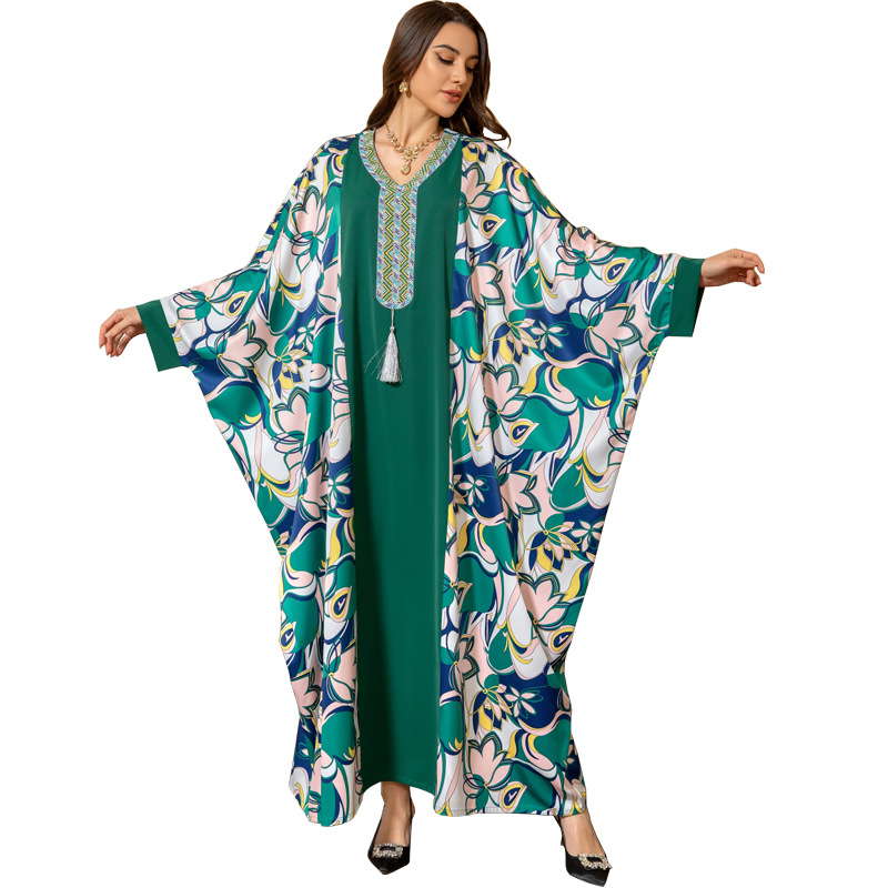 Batwing Sleeve Hot Drilling Middle East Arab Dress