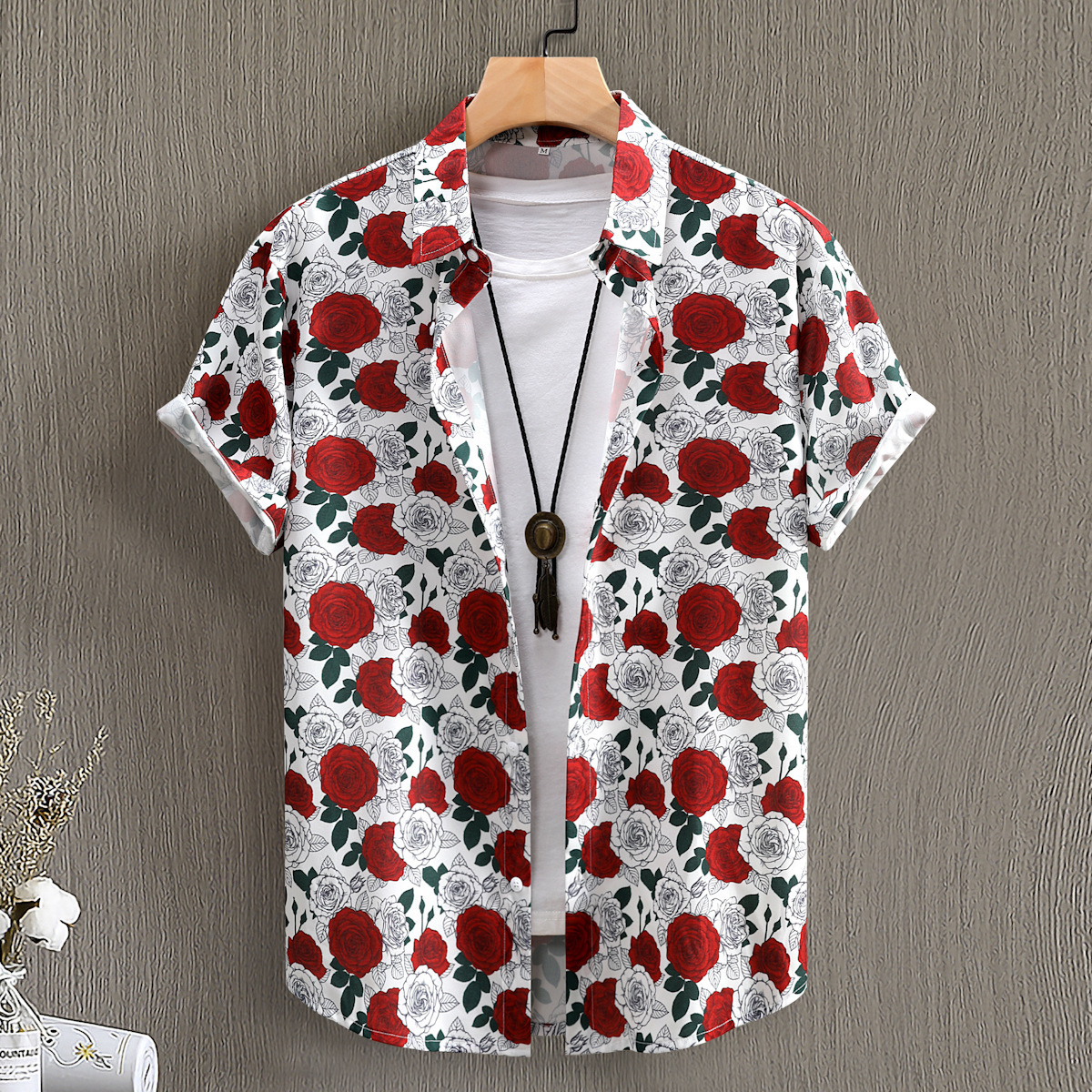 Mens Digital-Print Short-Sleeve Shirt - Image 5