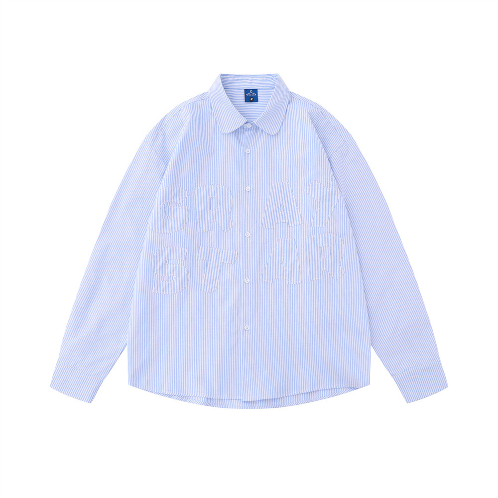 Vertical Striped Shirt Spring And Autumn Japanese Style Loose Casual Long Sleeves Lapel Men's Cardigan