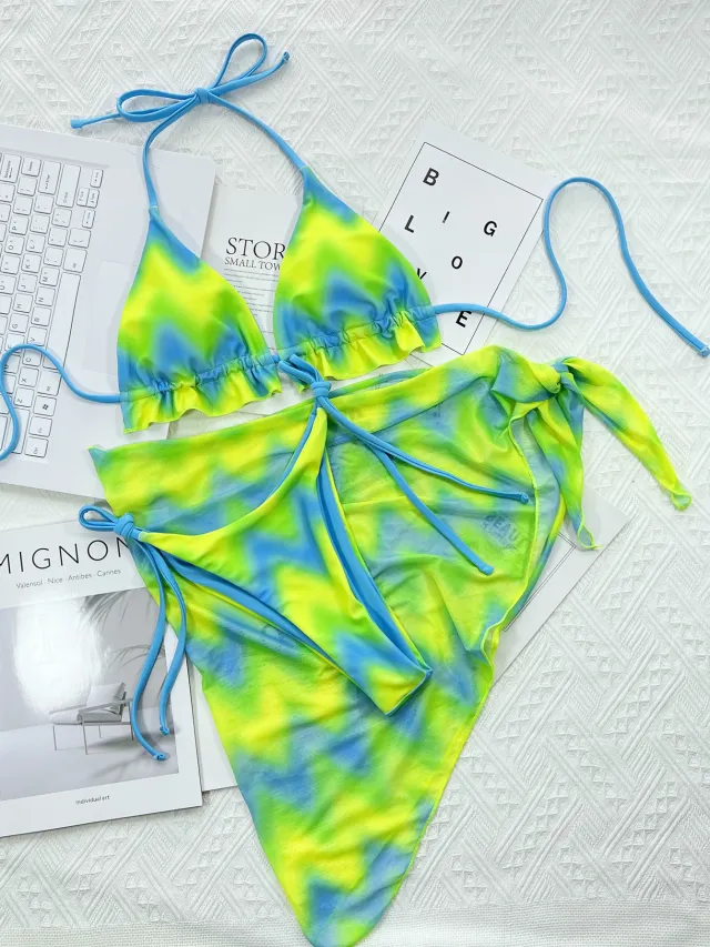 Bikini Tie Dyed Outer Single Swimsuit Bikini Green - Shop at LoveMi