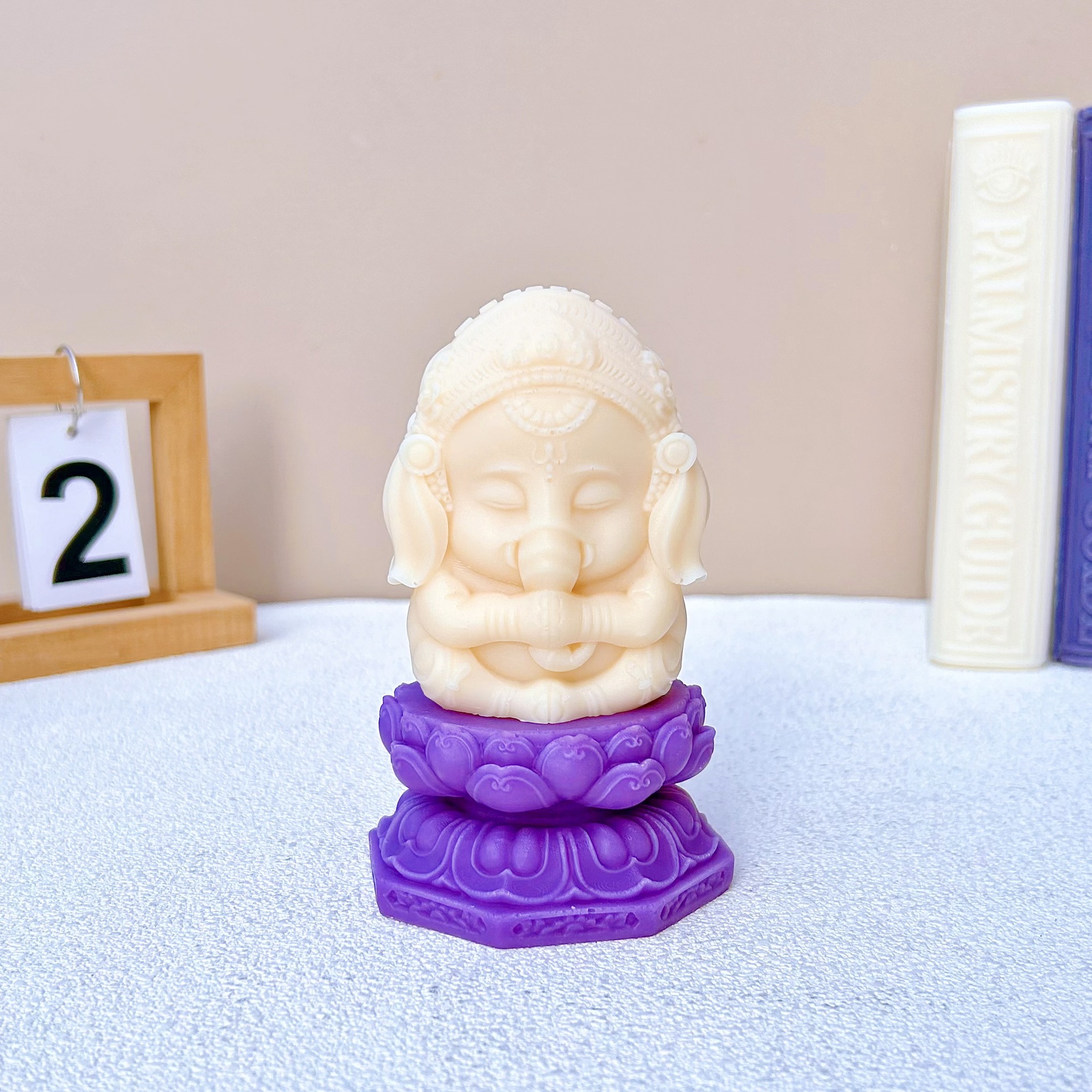 Title 2, Elephant God Candle Silicone Mold Lotus Base Si...