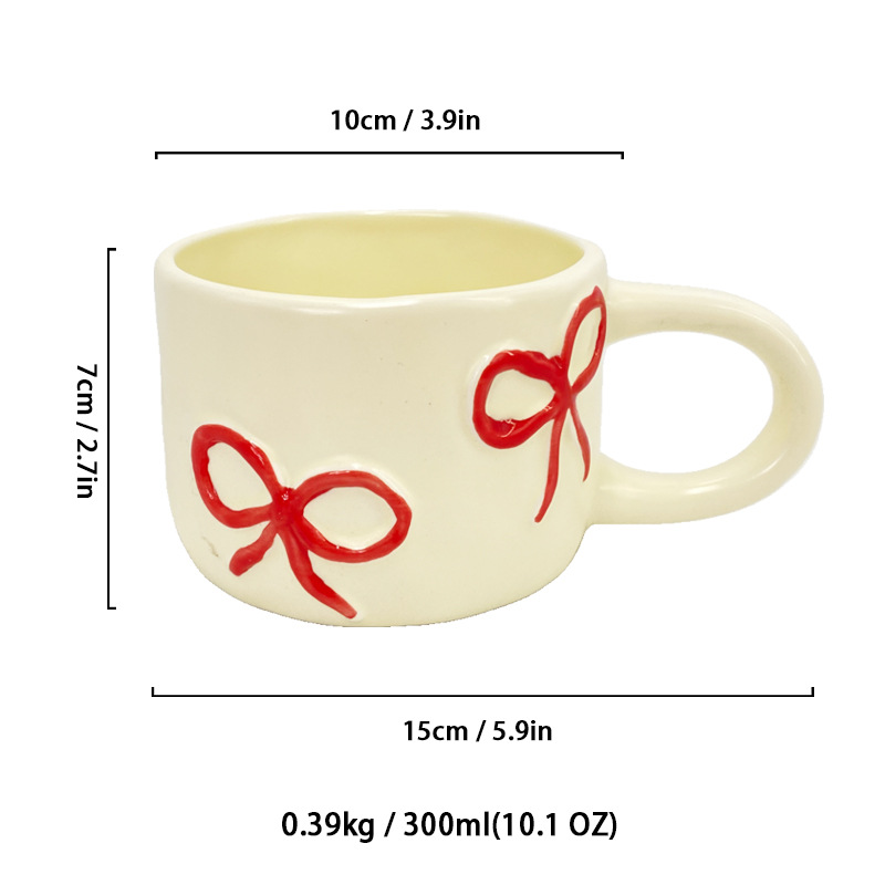 Cross-border Ins Style Girl Heart Hand Pinch Bow Coffee Cup