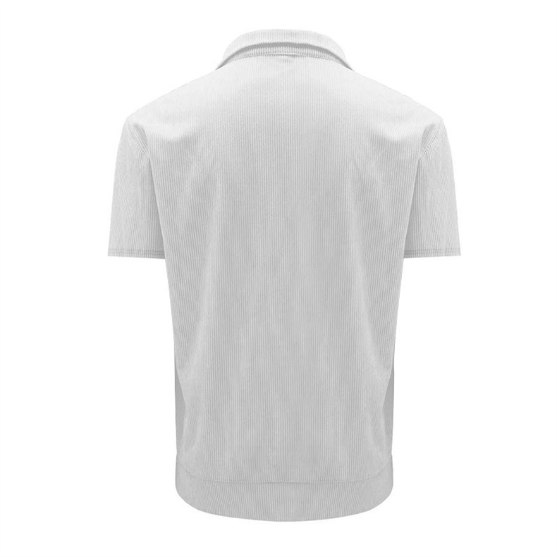 Loose-Fit Men’s Stand Collar Short-Sleeve Corduroy Shirt Loose-Fit Men’s Stand Collar Short-Sleeve Corduroy Shirt