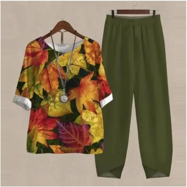 New Women's Five quarter Sleeve Printed Top Two piece Pants Element 12 S - Shop at LoveMi
