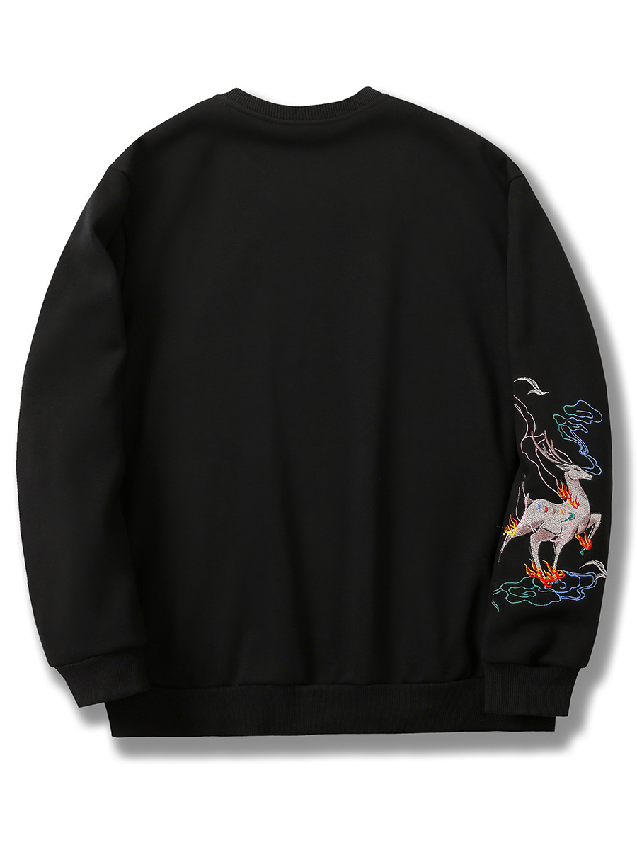 Fashion Embroidered Sweater Deer Round Neck Cotton Jacket Shirt