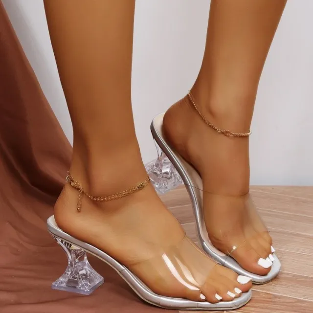 High Heel Sandals Plus Size Summer Transparent Strap Fashion Transparent - Shop at LoveMi