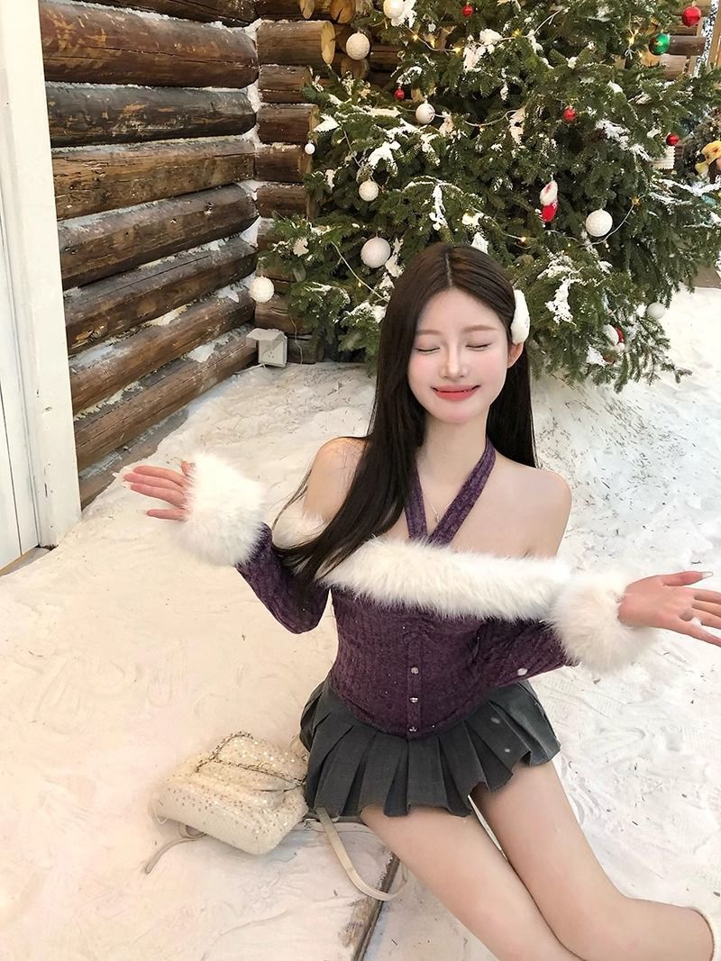 Lila Damenpullover – Detailansicht 2