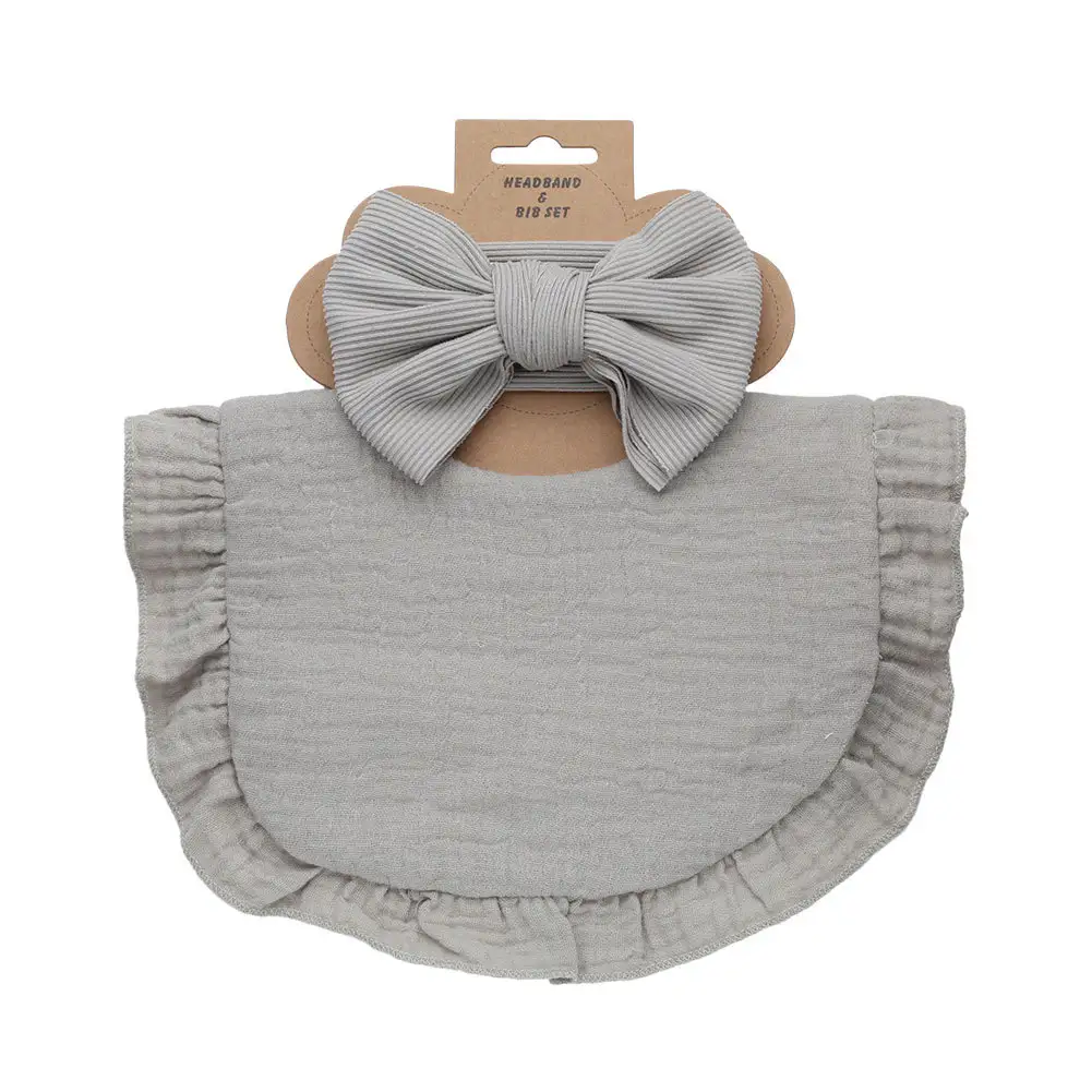 Pure Color Ruffles Children's Saliva Towel Suit