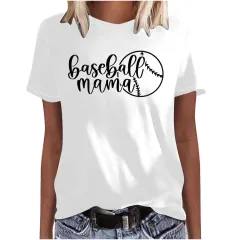 Mother's Day Baseball Women's Various Styles Loose-fitting Pullover Round-neck Short-sleeved T-shirt - 47440 - View 1