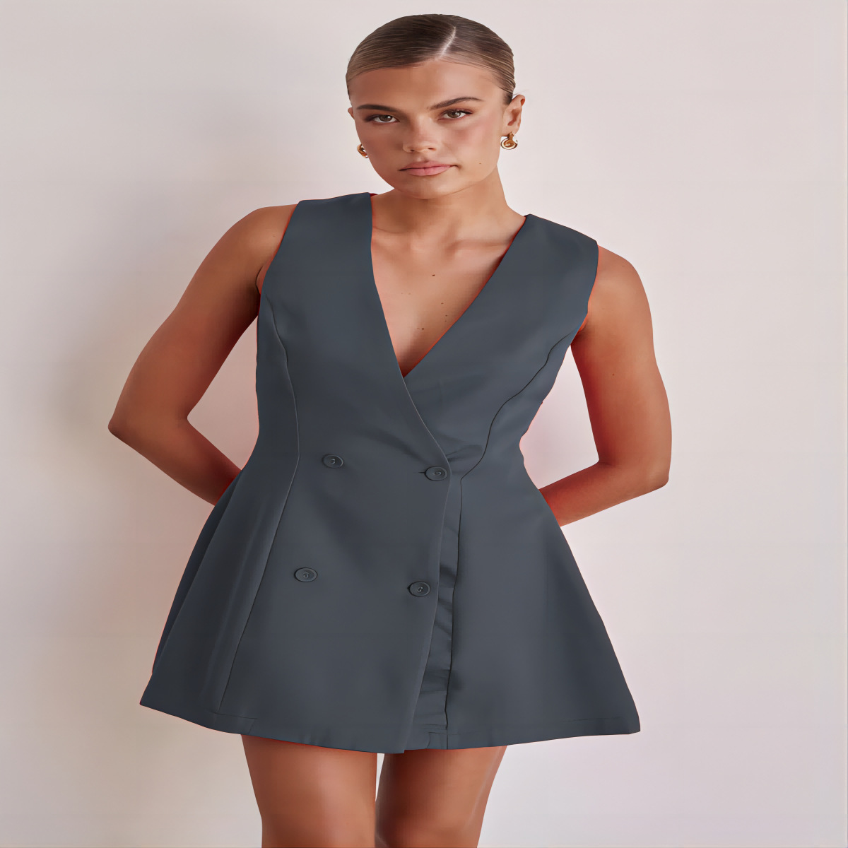 Women's Solid Color Casual Sleeveless Dress