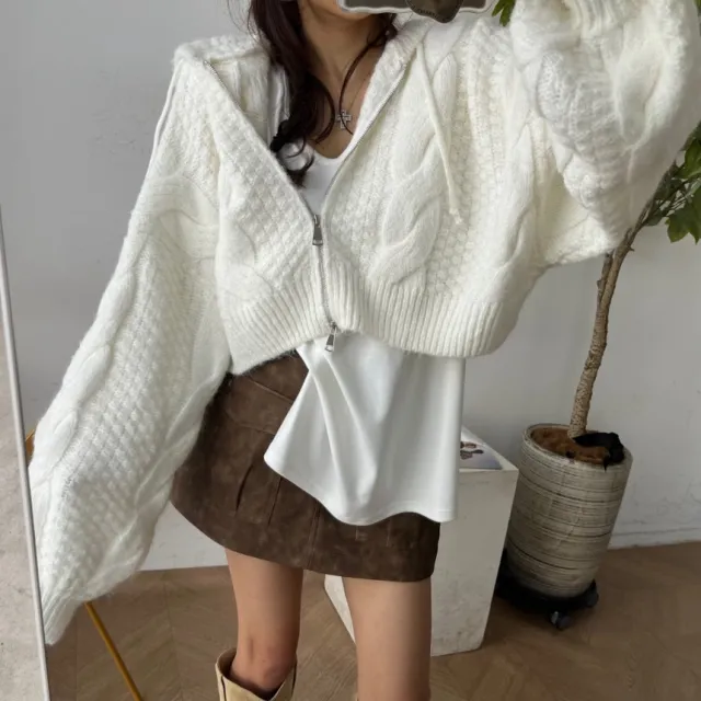 Autumn Leisure Long sleeve Zipper Hooded Sweater White - Shop at LoveMi
