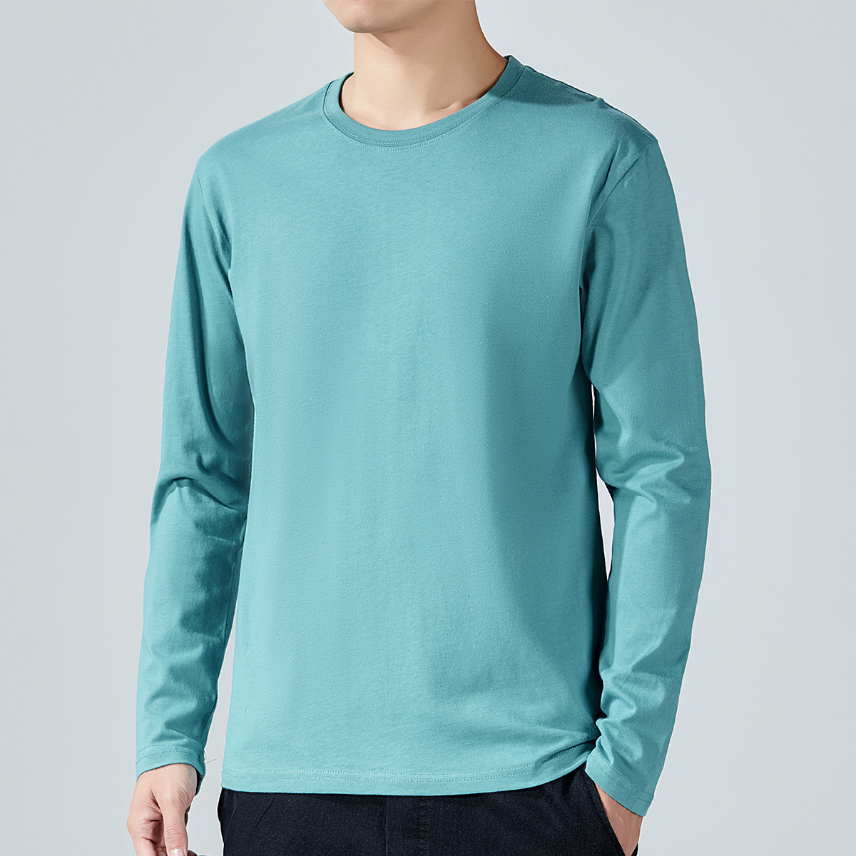 Mens Long sleeve Solid colorCotton T-shirt
