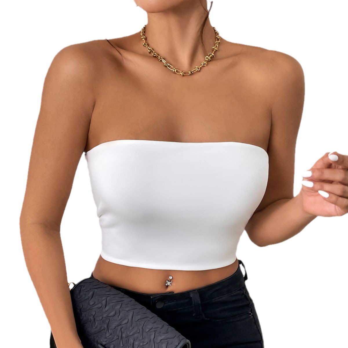 Sexy Navel Tube Top Strap Vest Outer Wear Tank-top