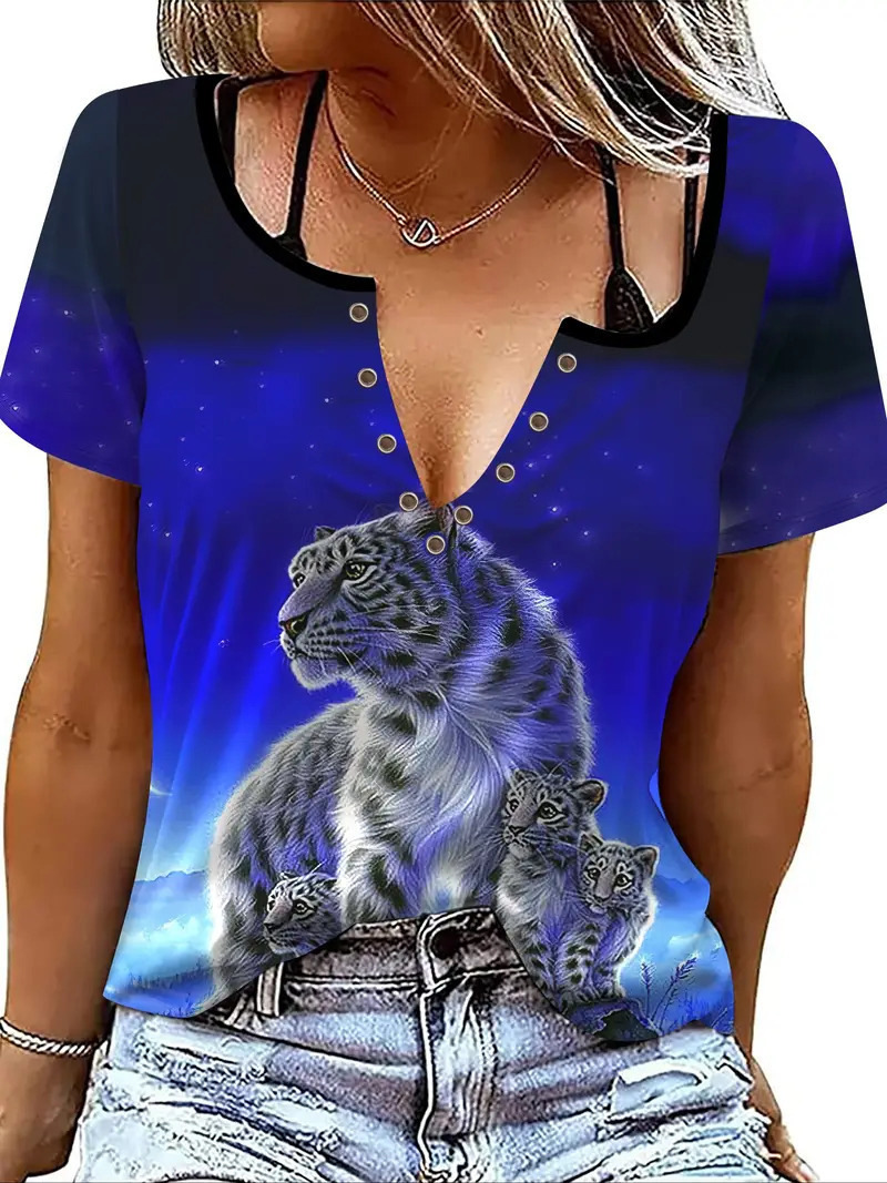 Women's Summer Fashion Animal Striped T shirt Wb30Wb30Zn241125Y054 2Xl - Shop at LoveMi