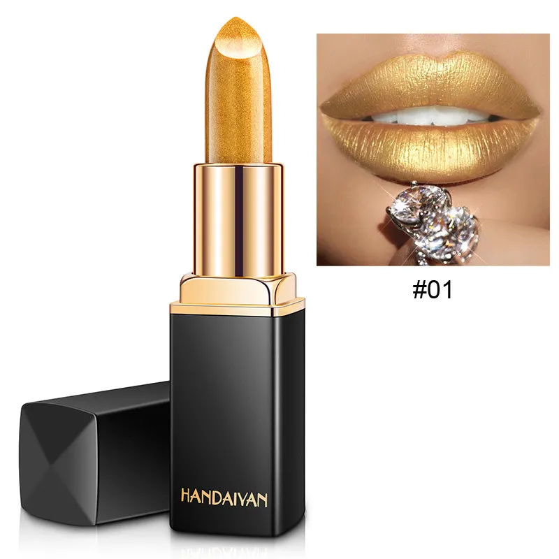 Han Daiyan Mermaid Shiny Metallic Lipstick Pearlescent Color Changing Temperature - 01 Gold