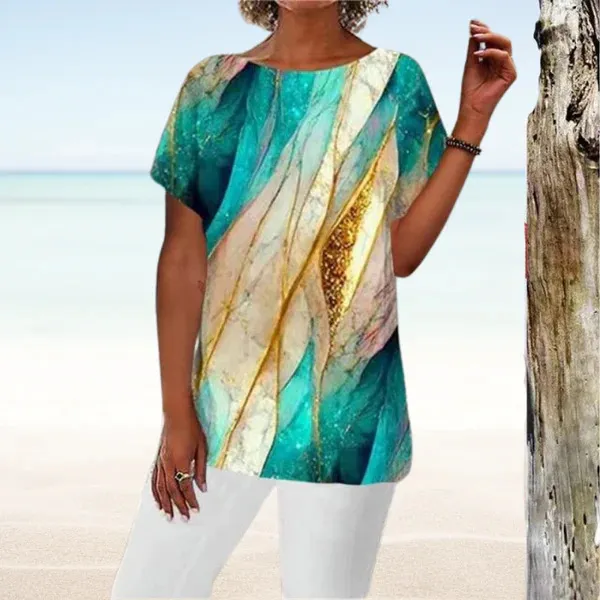 Casual Round Neck Short Sleeves Regular Pullover 3D Digital Printed T shirt Qwer061203 - Shop at LoveMi