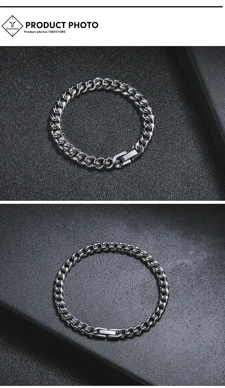 Simple Clipped Button Bracelet Fashion Hip Hop Titanium Steel