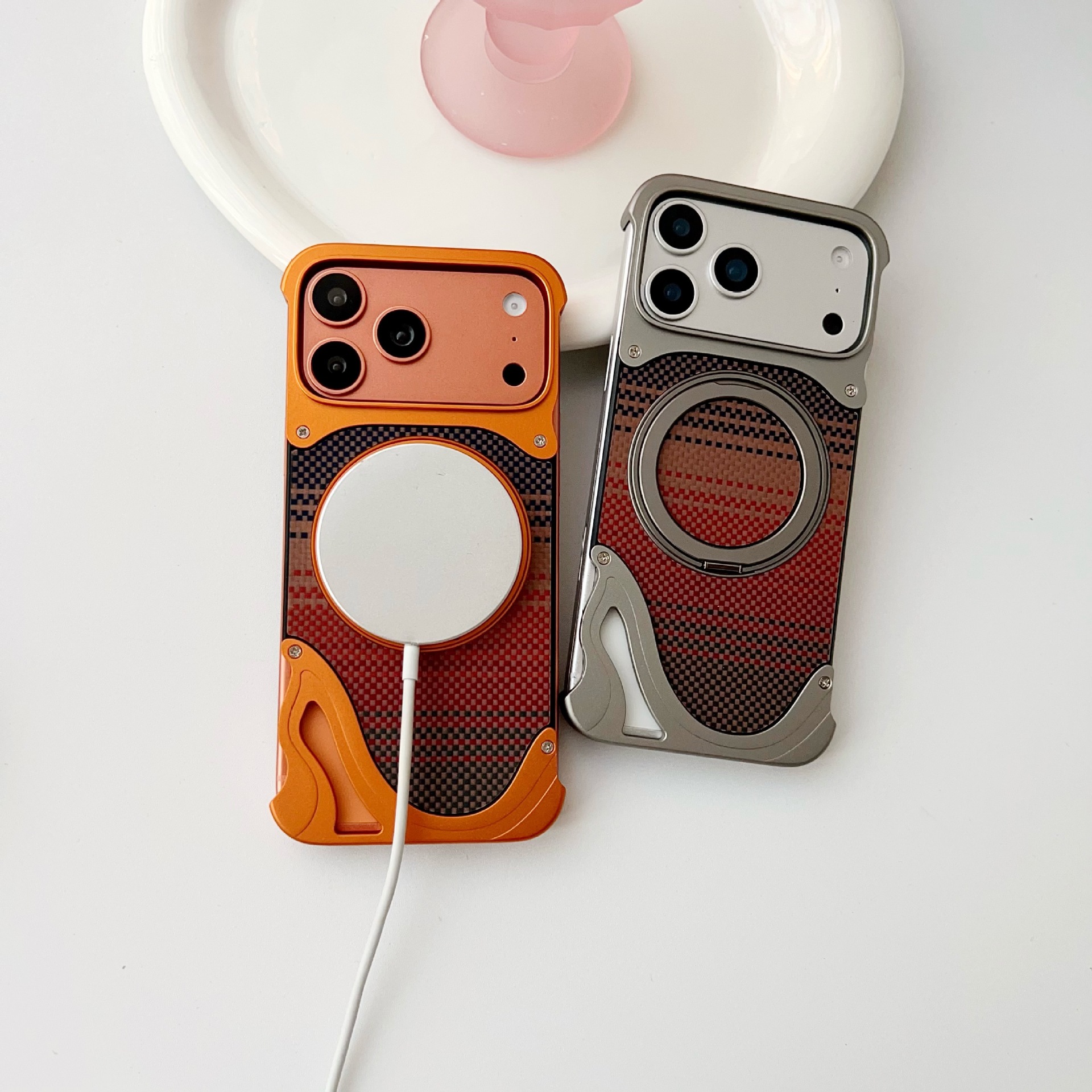 Metal Magnetic Mount Carbon Fiber Backplate Protective Case