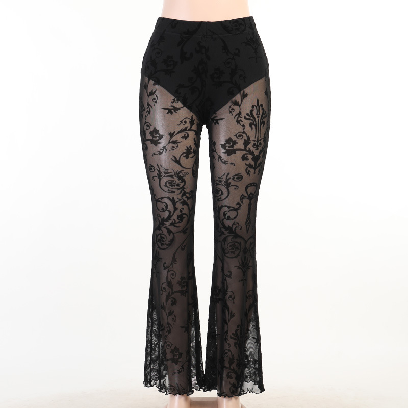 Title 17, Boho-Style Damen-Schlaghose mit transparentem D...