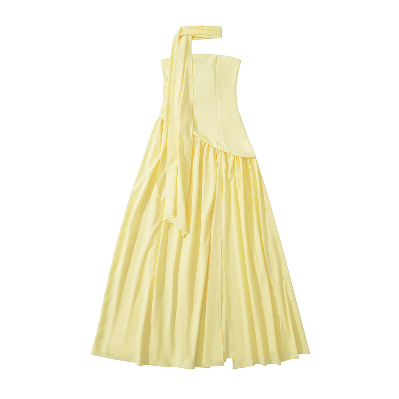 Off neck Waist Tube Top Dress Yellow - Shop at LoveMi