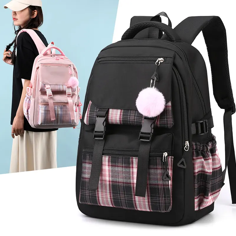 Women's Solid Color Simple Multi-layer Computer Backpack