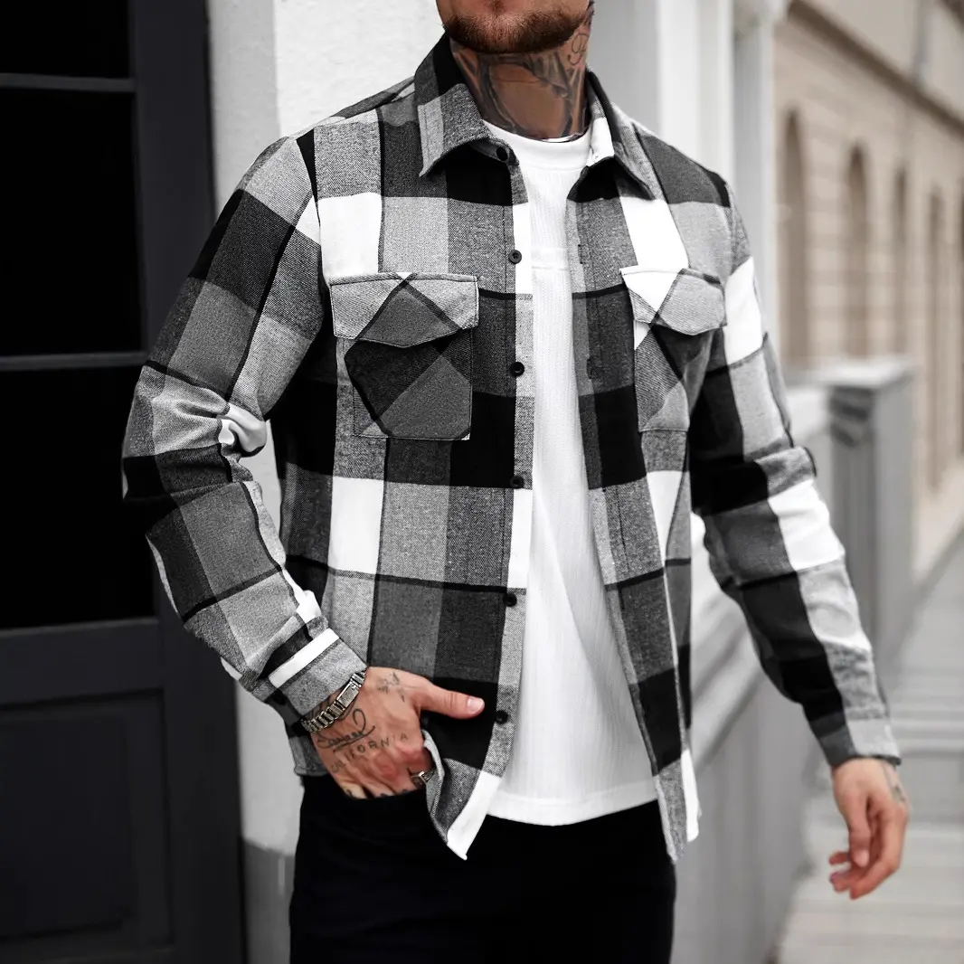 Springautumn New Mens Plaid Shirt