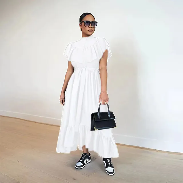 Autumn Retro Women's Clothing Loose Slimming Dress White - Shop at LoveMi