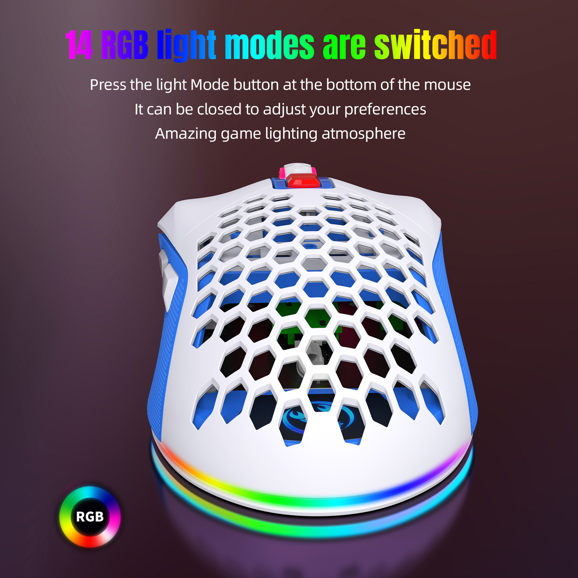 Hollow Out Wired E-sports mus RGB Luminous Lightweight - Miniatyr 9