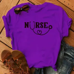 Women's Christmas Animal Flower Short Sleeve - Purple - View 1