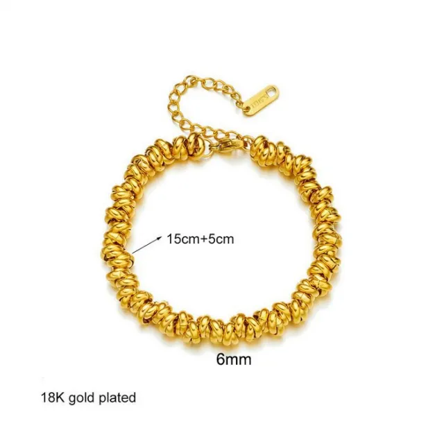 Fashion Creative Metal Circle Beaded Retro Titanium Steel Bracelet Gold Kb180711 Z - Shop at LoveMi