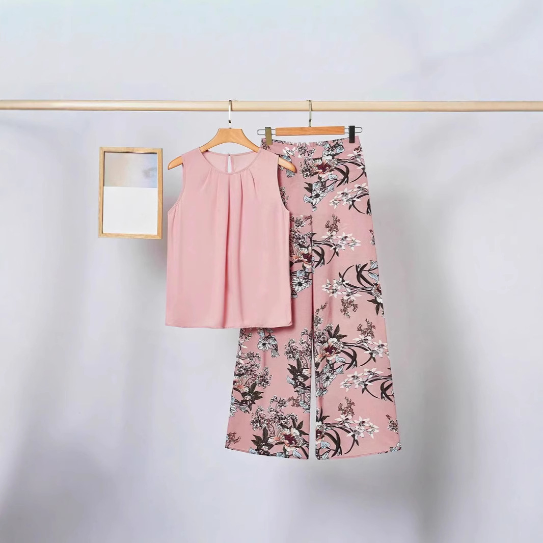 New Stylish Printed High Waisted Pants Set