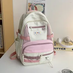Fashion Color Contrast Large Capacity Travel Backpack - Pink - View 1