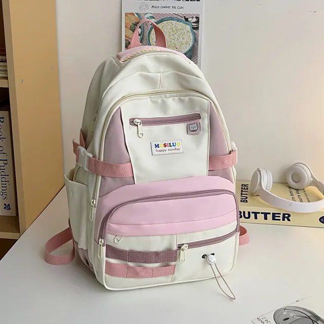 Fashion Color Contrast Large Capacity Travel Backpack Pink - Shop at LoveMi