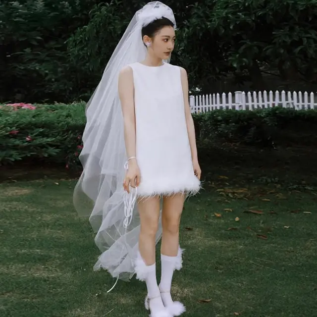 Satin White Simple Light Wedding Dress White - Shop at LoveMi