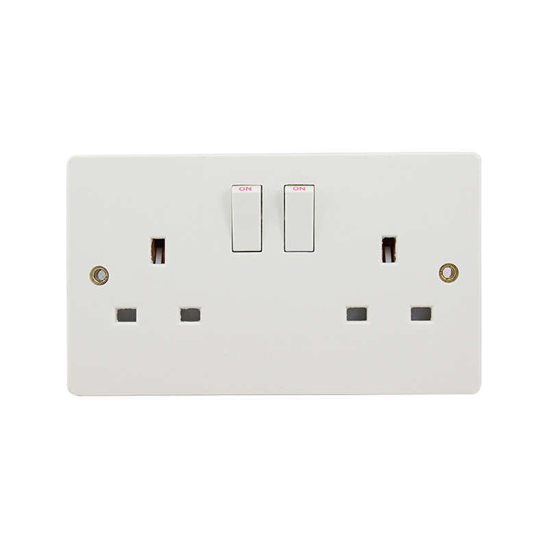 Double-gang Two-way British-standard Wall Power Socket With